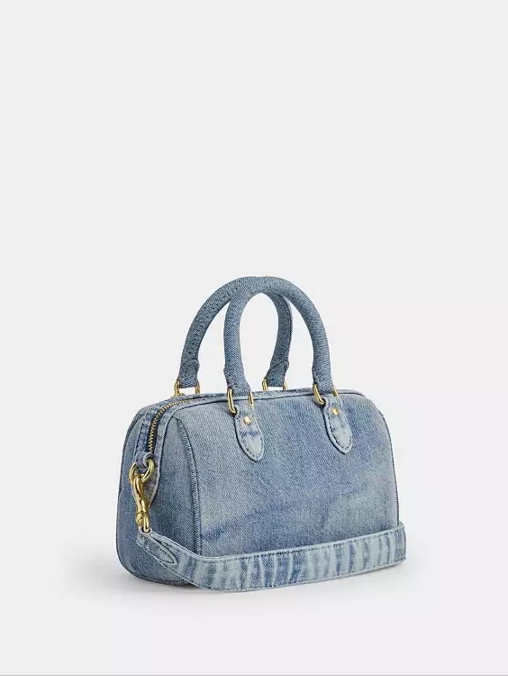 NWT COACH Mini Rowan In LOVED DENIM With CHARMS, In Orig Packaging 🩷🔑 - Picture 11 of 16
